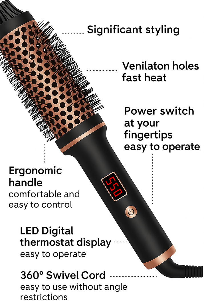 3-in-1 Hair Styling Brush - Dry, Straighten & Curl in Minutes