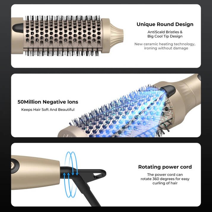 3-in-1 Hair Styling Brush - Dry, Straighten & Curl in Minutes